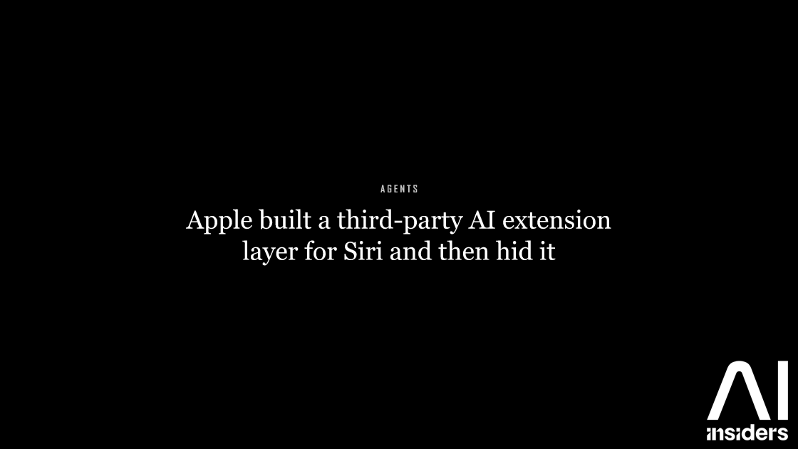 Apple built a third-party AI extension layer for Siri and then hid it — featured image for AI Insiders