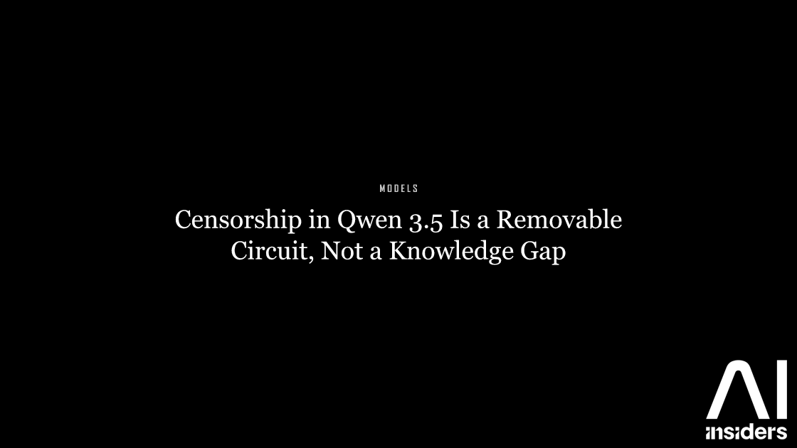 Censorship in Qwen 3.5 Is a Removable Circuit, Not a Knowledge Gap — featured image for AI Insiders