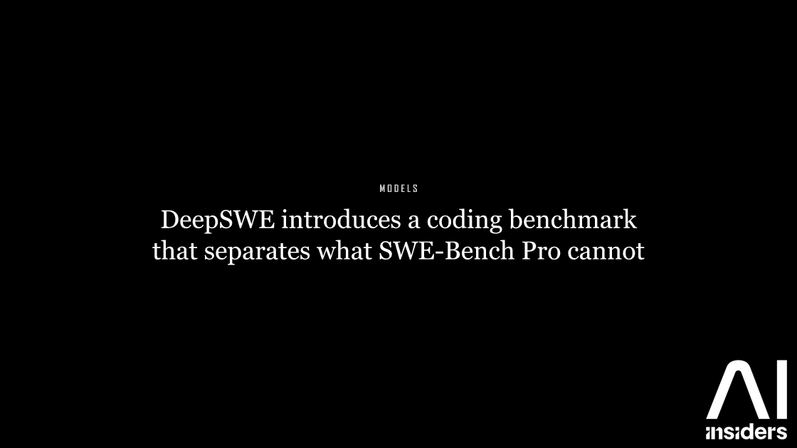 DeepSWE introduces a coding benchmark that separates what SWE-Bench Pro cannot — featured image for AI Insiders