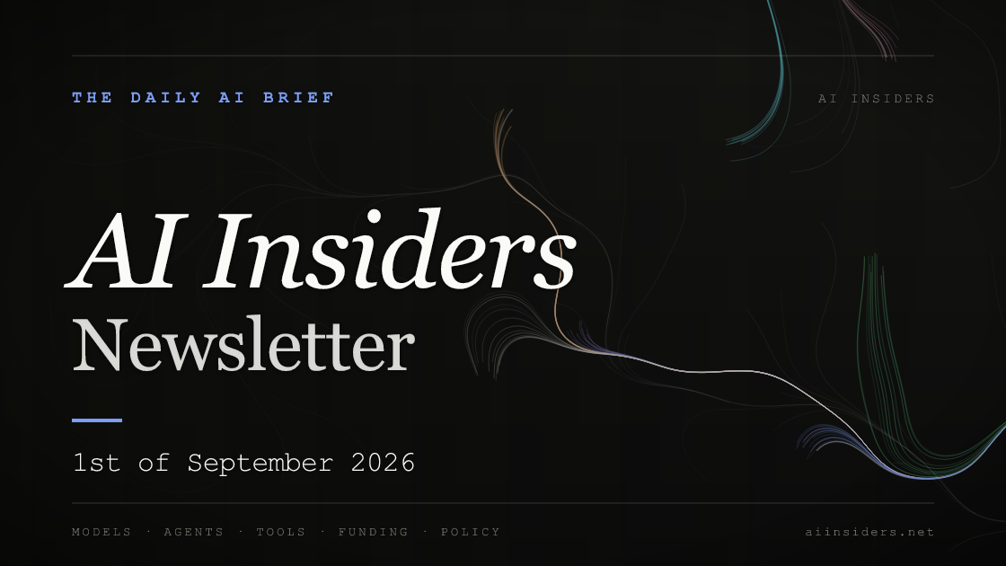 AI Insiders Newsletter cover for the issue dated 1 Sep 2026