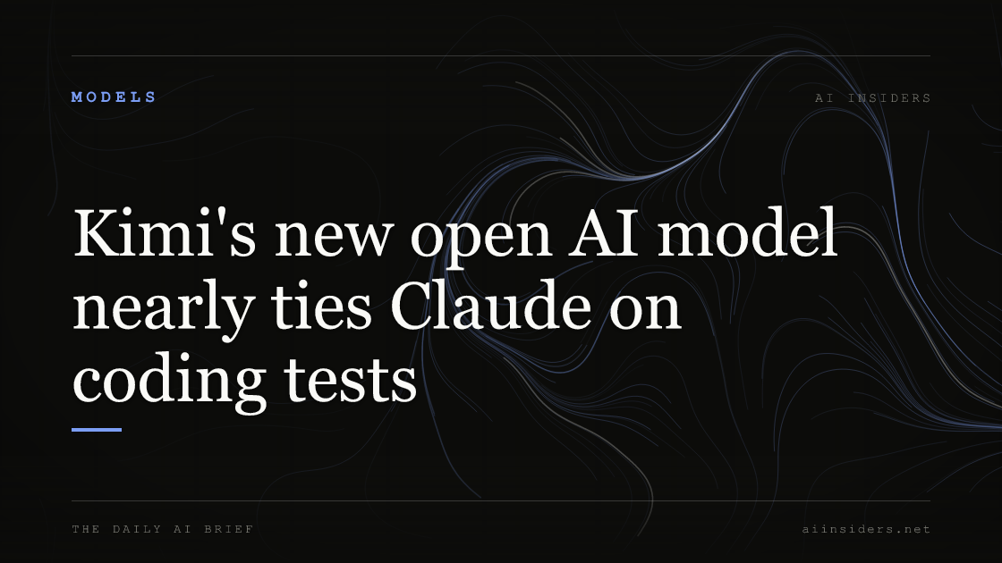 Kimi's new open AI model nearly ties Claude on coding tests, featured image for AI Insiders