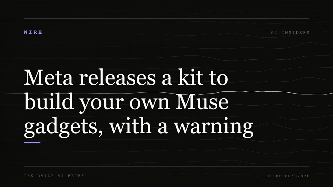 Meta releases a kit to build your own Muse gadgets, with a warning, featured image for AI Insiders