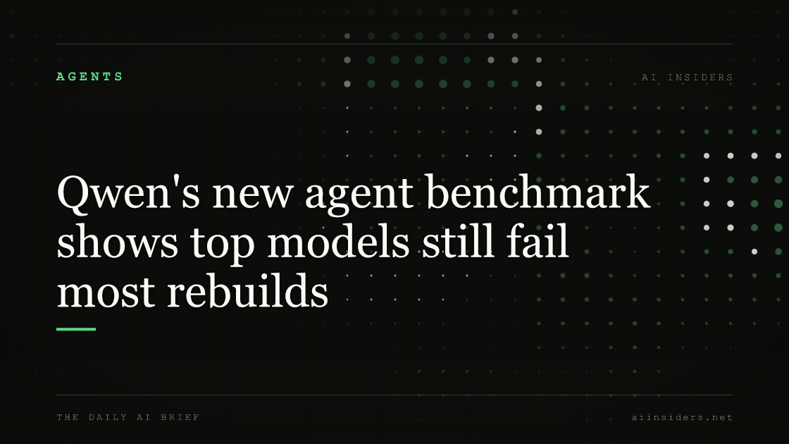Qwen's new agent benchmark shows top models still fail most rebuilds, featured image for AI Insiders