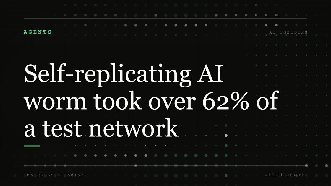 Self-replicating AI worm took over 62% of a test network, featured image for AI Insiders