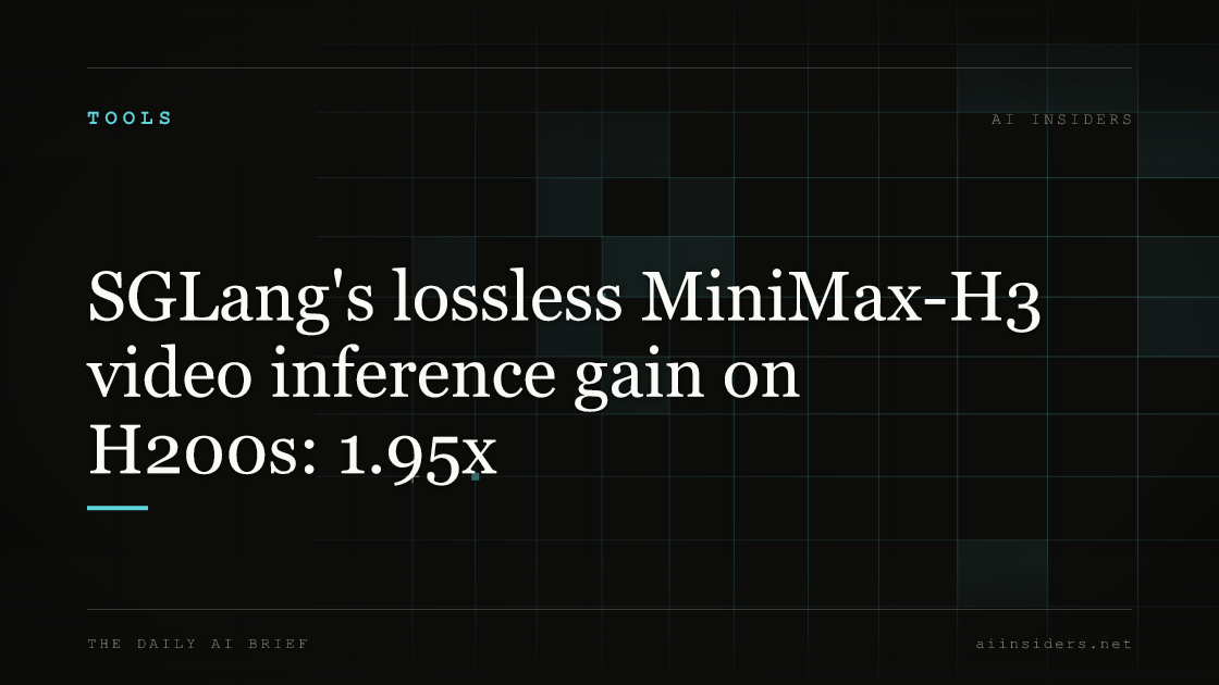 SGLang's lossless MiniMax-H3 video inference gain on H200s: 1.95x, featured image for AI Insiders