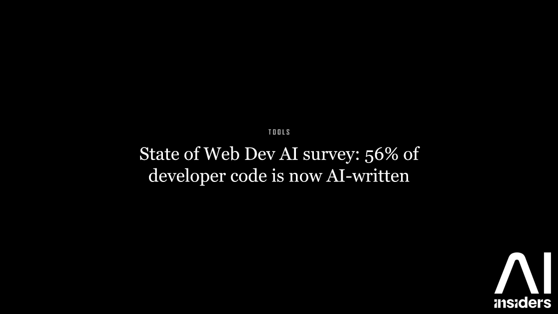 State of Web Dev AI survey: 56% of developer code is now AI-written — featured image for AI Insiders
