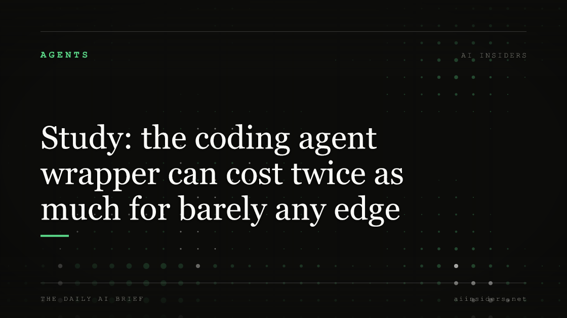 Study: the coding agent wrapper can cost twice as much for barely any edge, featured image for AI Insiders