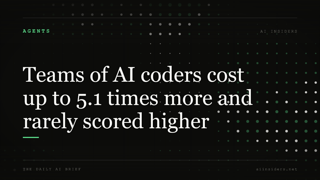 Teams of AI coders cost up to 5.1 times more and rarely scored higher, featured image for AI Insiders