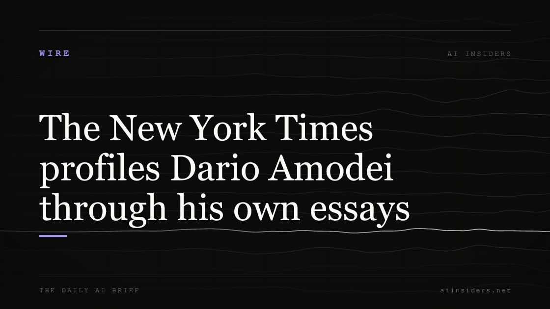 The New York Times profiles Dario Amodei through his own essays, featured image for AI Insiders