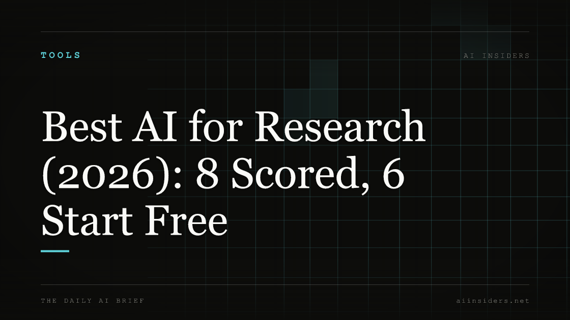 Best AI for Research (2026): 8 Scored, 6 Start Free — featured image for AI Insiders