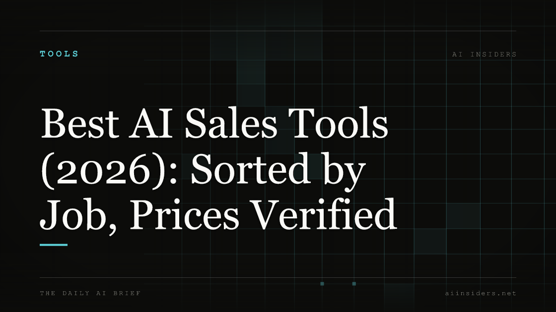 Best AI Sales Tools (2026): Sorted by Job, Prices Verified — featured image for AI Insiders