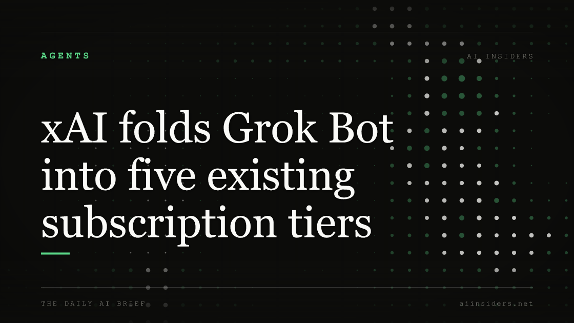 xAI folds Grok Bot into five existing subscription tiers, featured image for AI Insiders